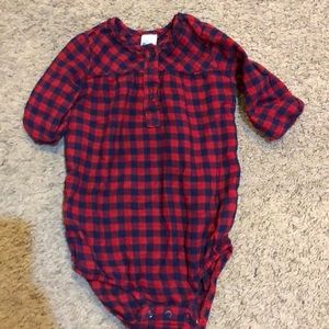 Red and blue girls plaid onesie